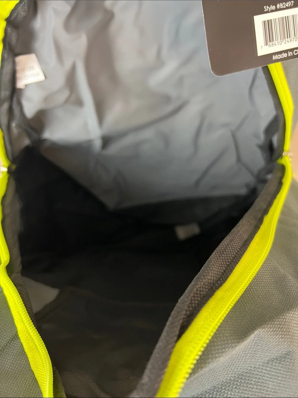 ProSport B2497 Gray & Neon Yellow Backpack School Travel Daypack NWT
